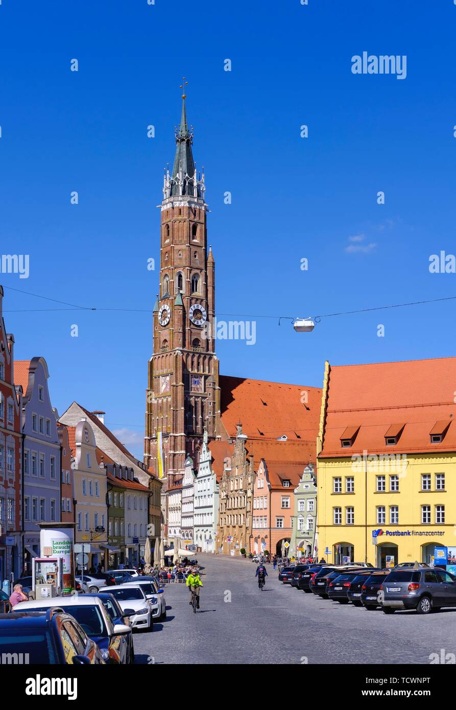 Old town with St. Martin's Church, Landshut, Lower Bavaria, Bavaria, Germany Stock Photo