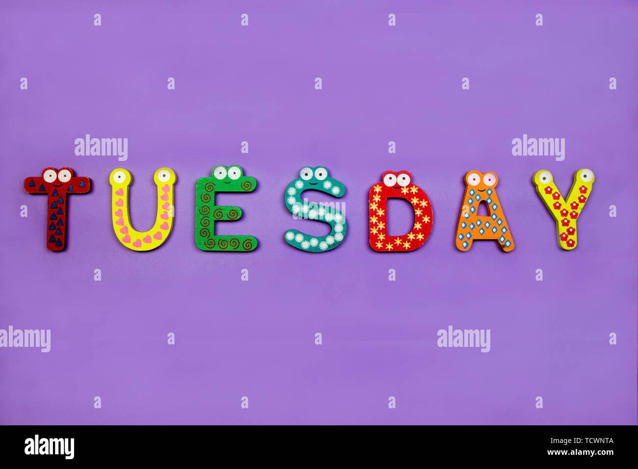 Color building blocks English words Tuesday Stock Photo - Alamy