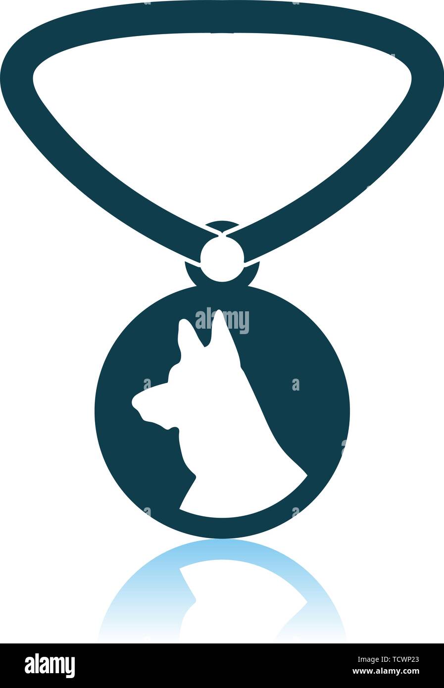 Dog Medal Icon. Shadow Reflection Design. Vector Illustration. Stock Vector