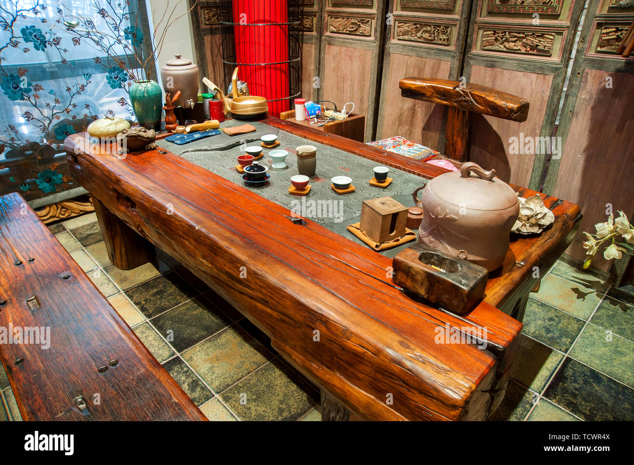 Ancient boat wood furniture Stock Photo Alamy