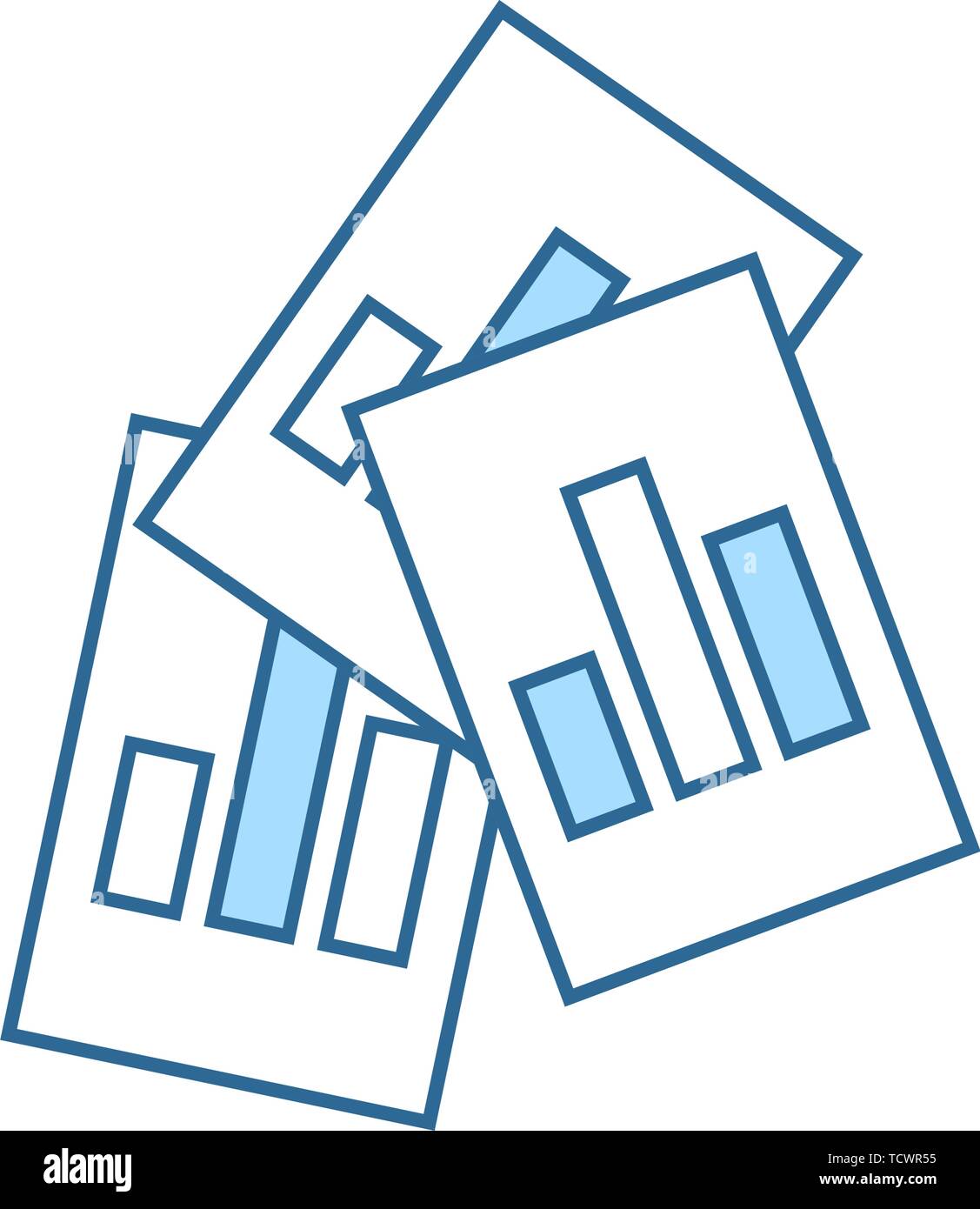 Analytics Sheets Icon. Thin Line With Blue Fill Design. Vector ...