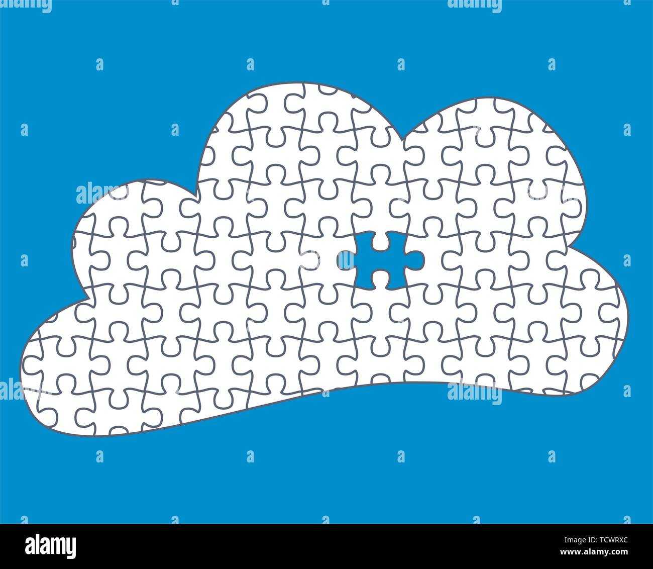 Cloud Computing one Piece Missing - jigsaw pieces are movable separate pieces Stock Vector