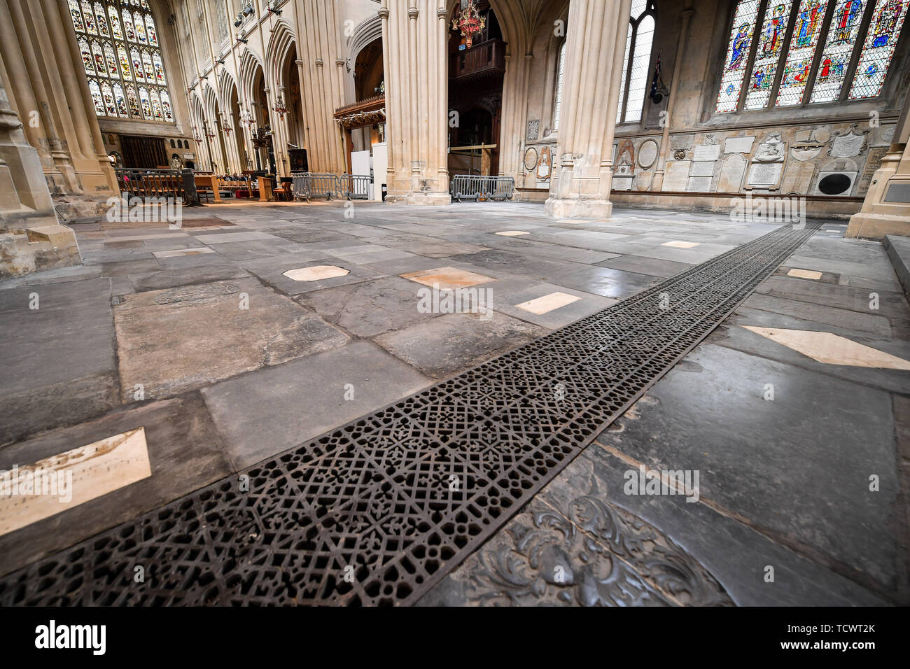 The newly completed floor in the East Wing of Bath Abbey, where the ...