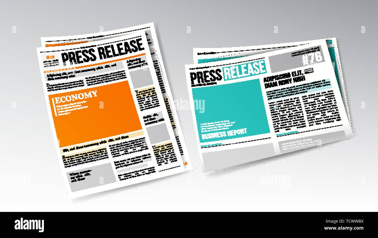 Newspaper Press Release With Headline Set Vector Stock Vector Image