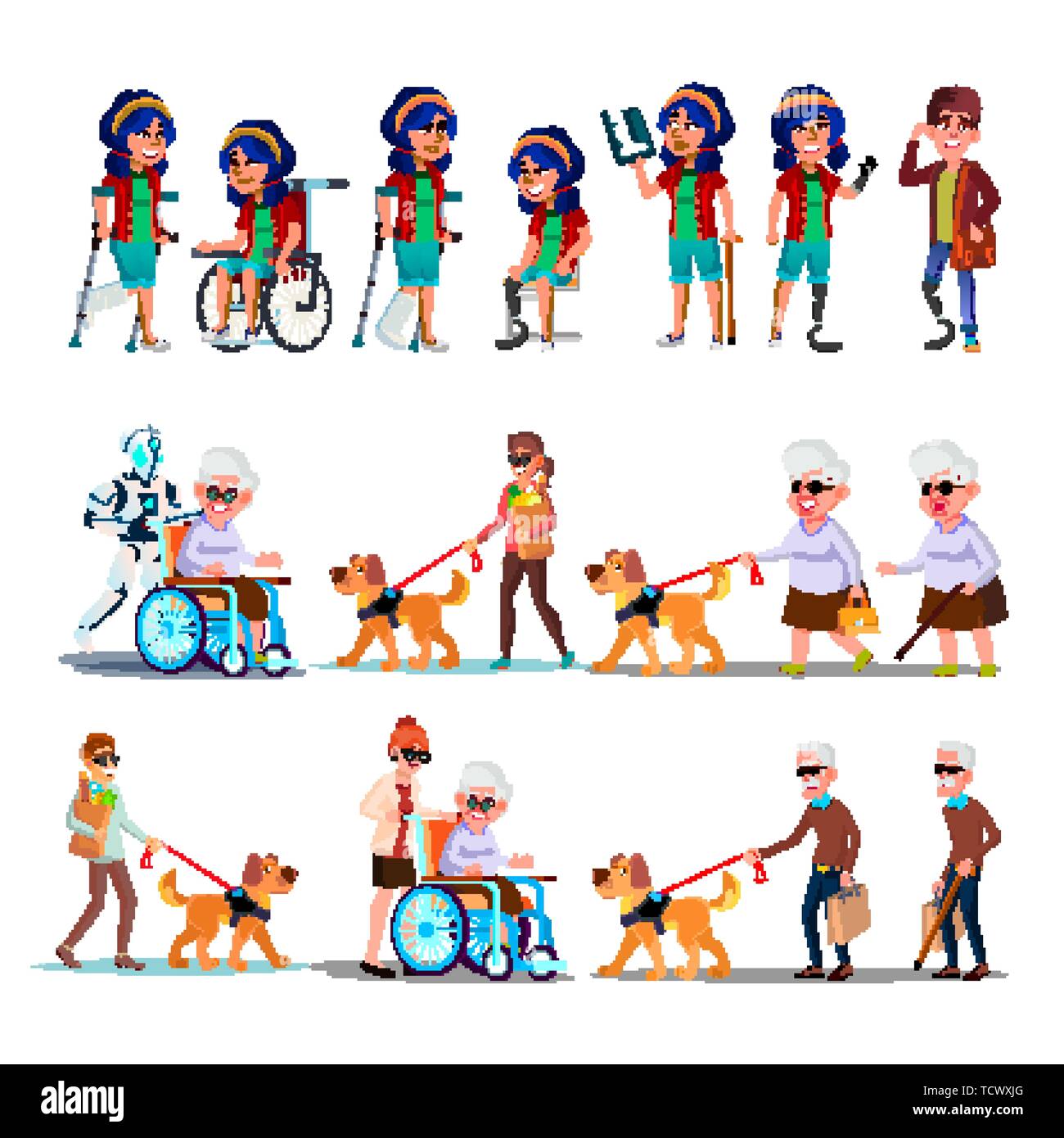 Different Character Person Invalid Set Vector Stock Vector