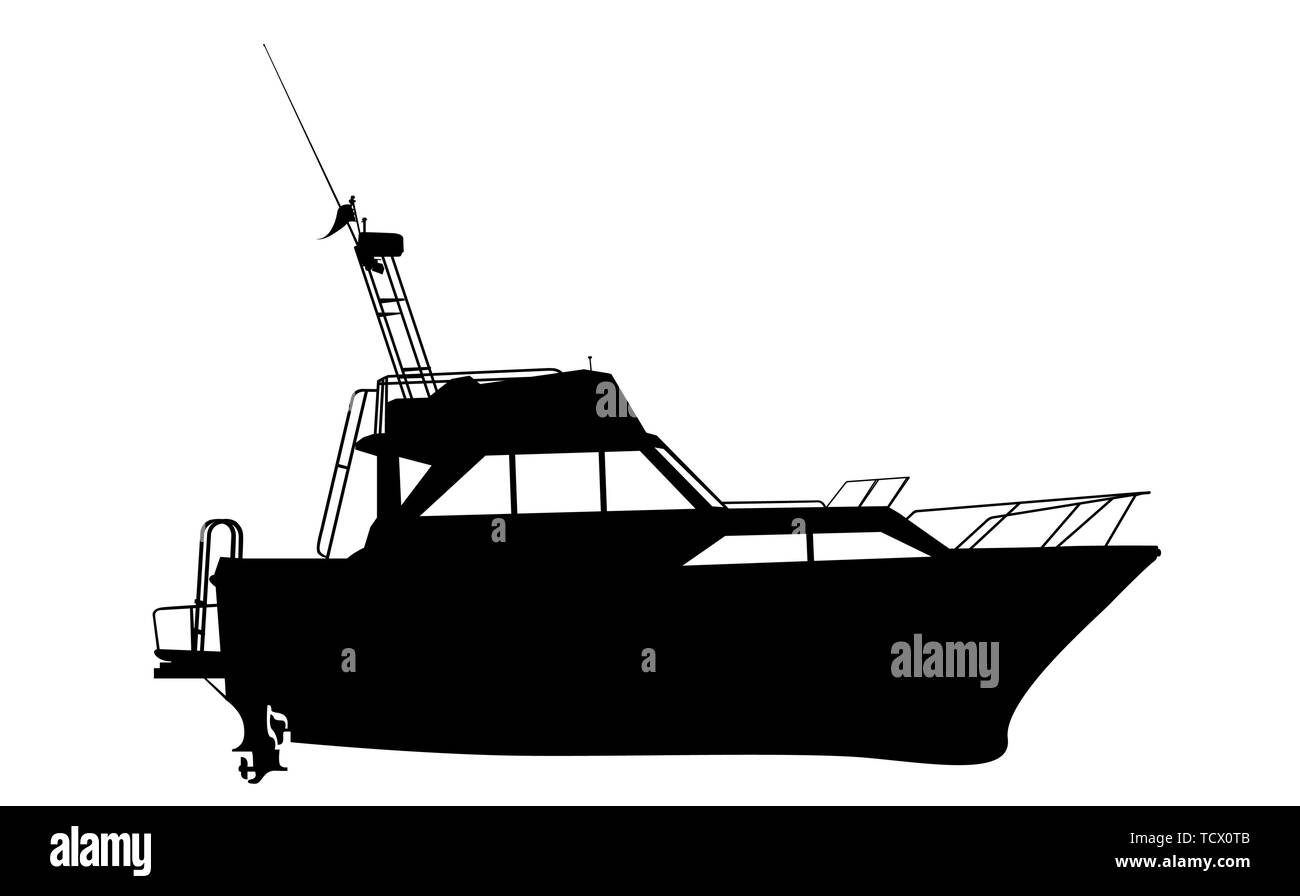 Motor yacht silhouette over white background Stock Vector Image & Art ...