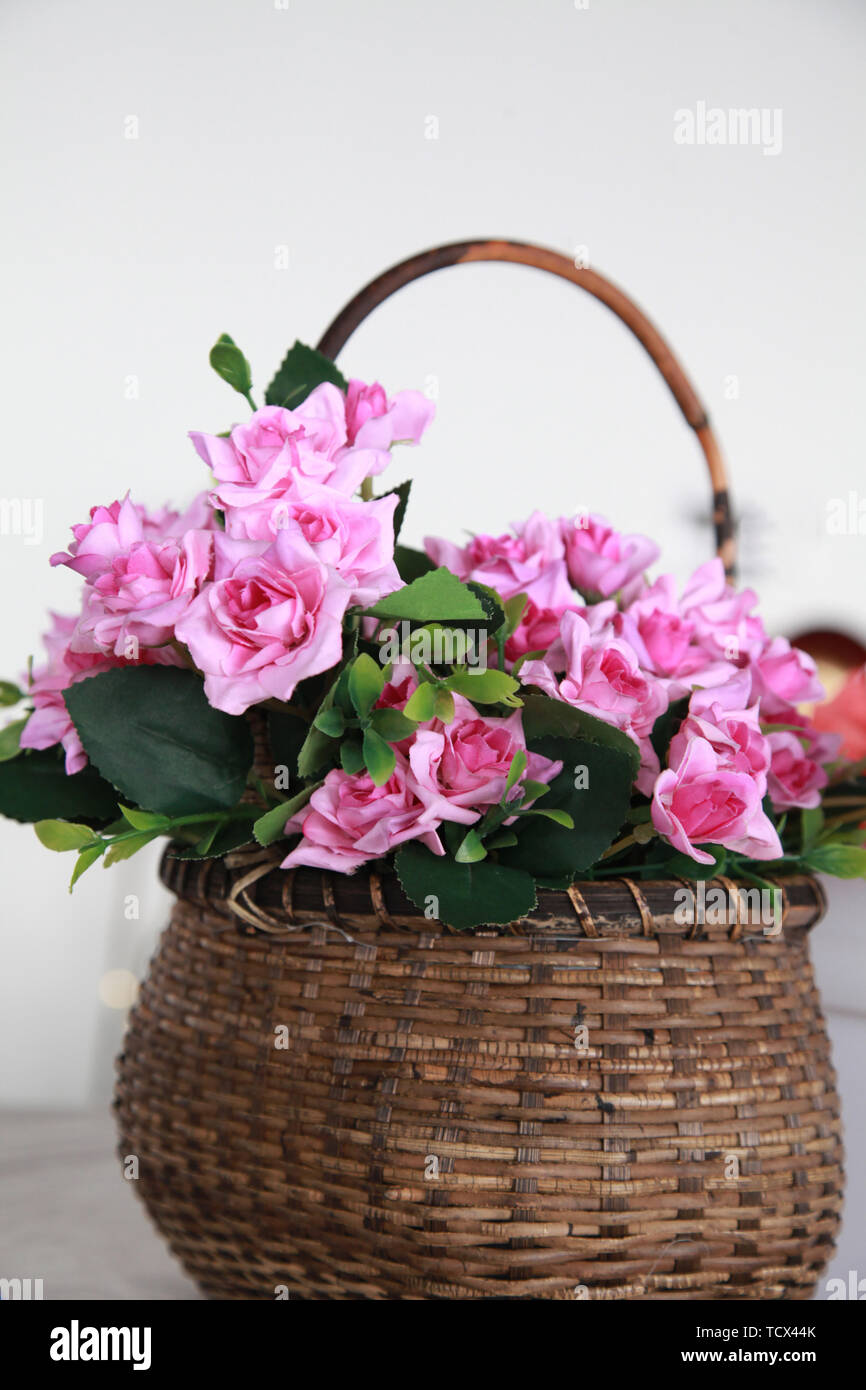 Flower baskets and flowers Stock Photo Alamy