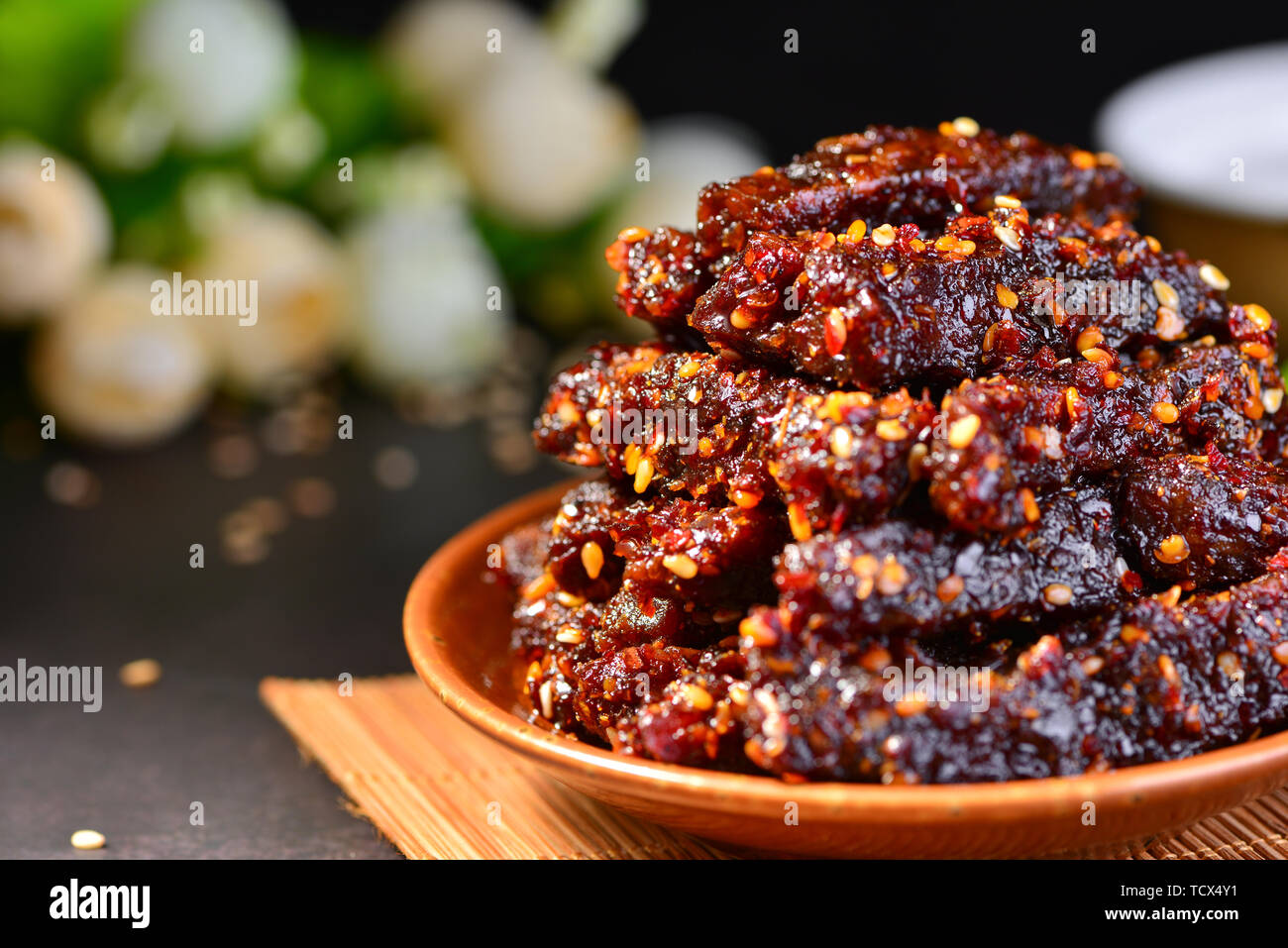 Spicy beef strips Stock Photo - Alamy