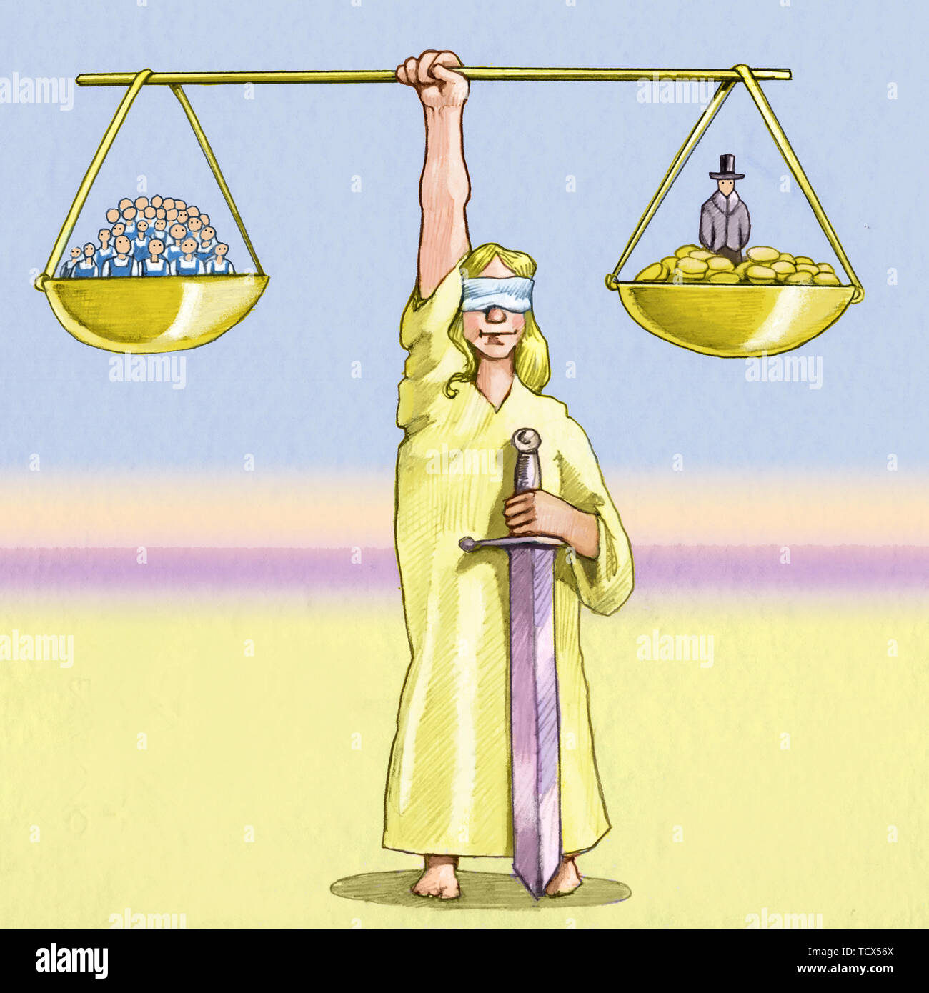 in the two scales of justice Dozens of workers have the same ...