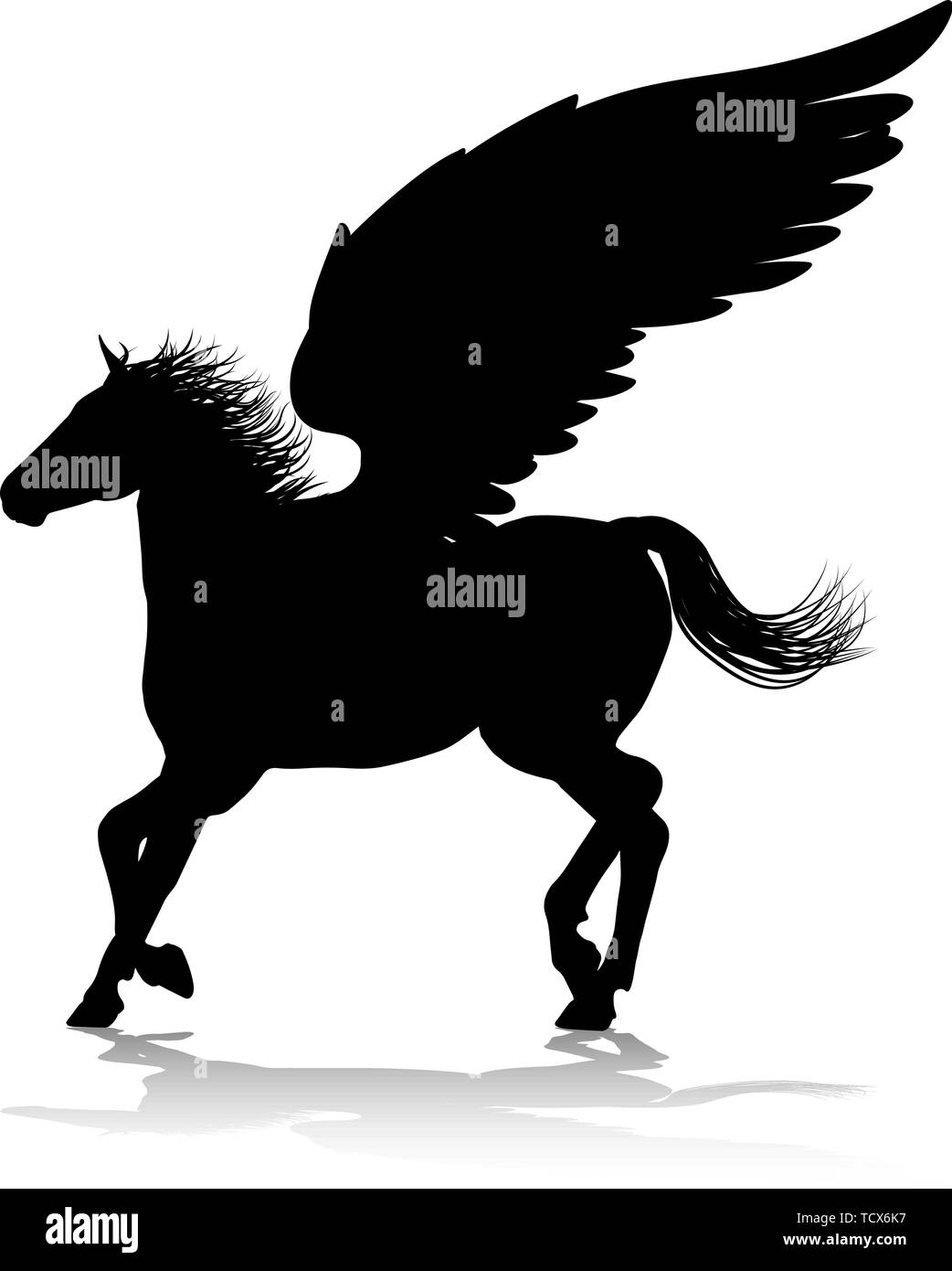 Pegasus Silhouette Mythological Winged Horse Stock Vector Image & Art ...
