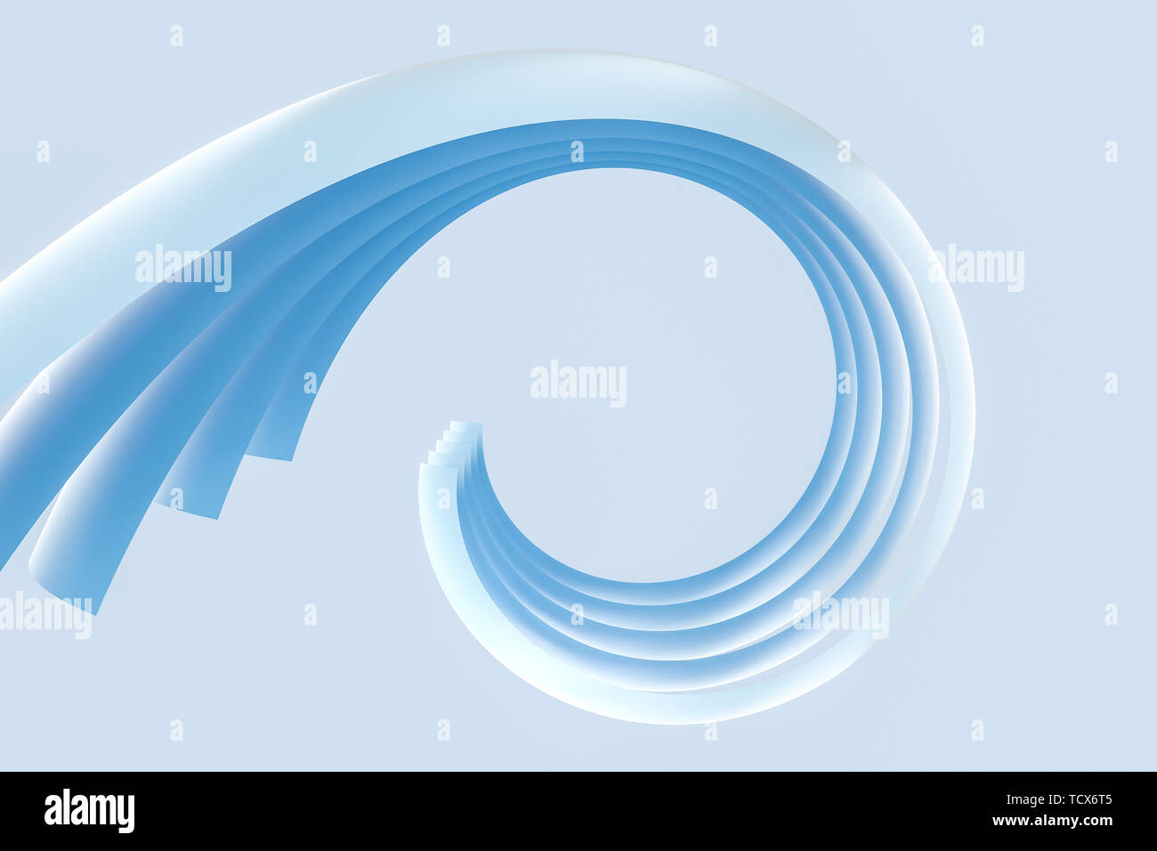 Blue ribbon curved surface background, three-dimensional rendering ...
