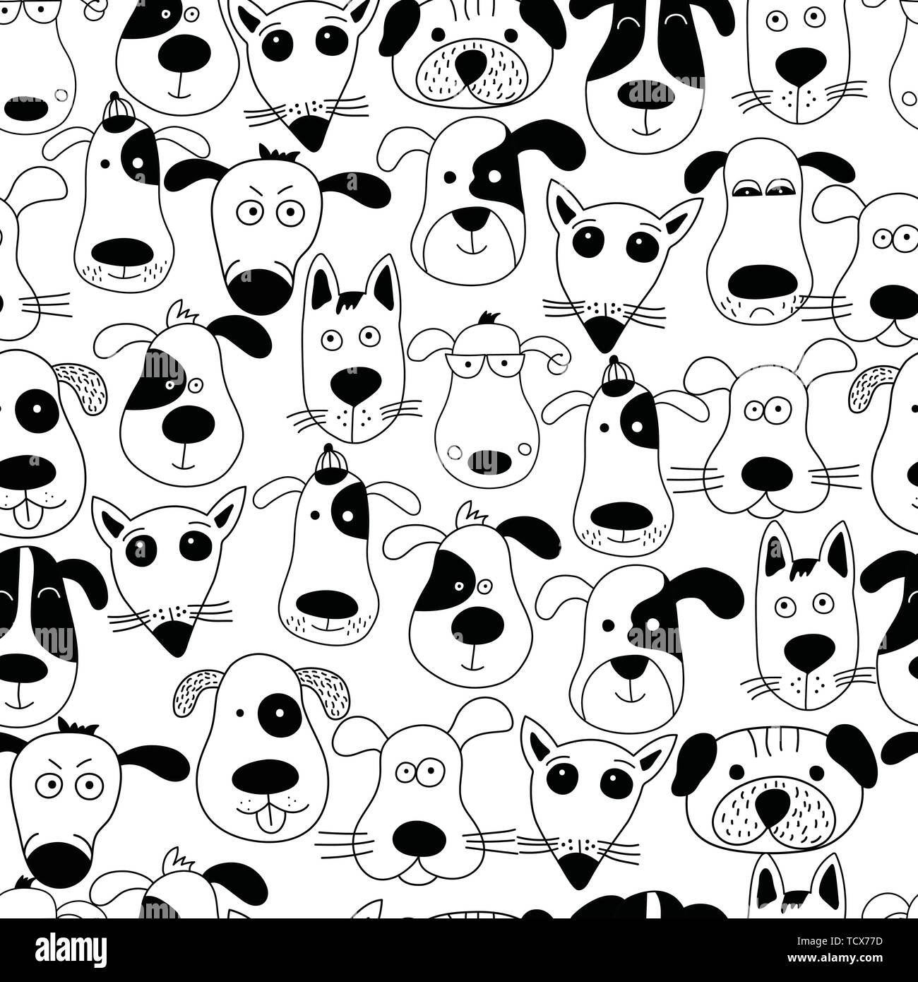 Cute dogs. Doodle style. Vector seamless pattern Stock Vector Image ...