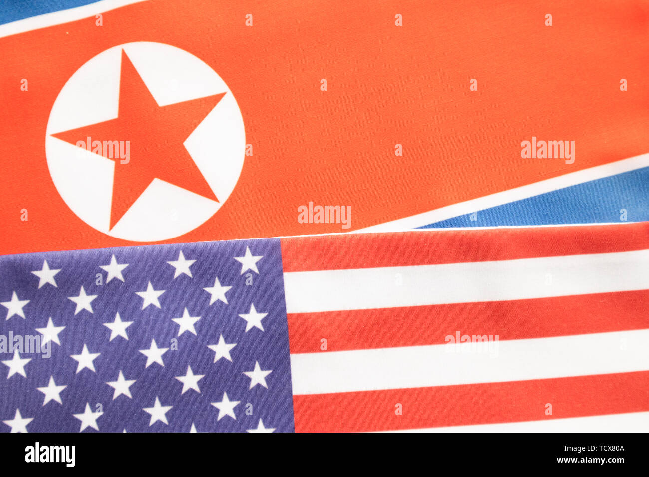Concept of bilateral relations of USA and North Korea showing with flag Stock Photo