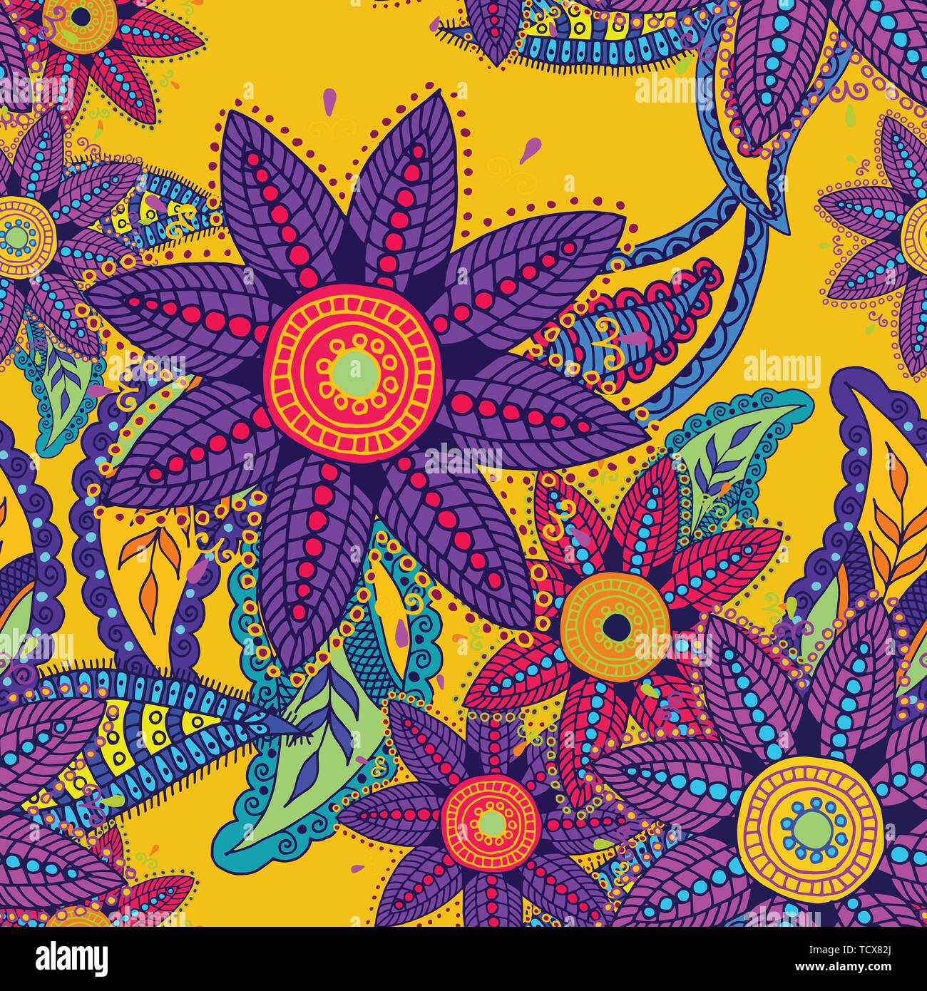 Seamless vintage pattern of beautiful paisley cucumbers and flowers on a  yellow background. Turkish, Indian, Persian. Vector illustration Stock  Vector Image \u0026 Art - Alamy, image size:1300x1390