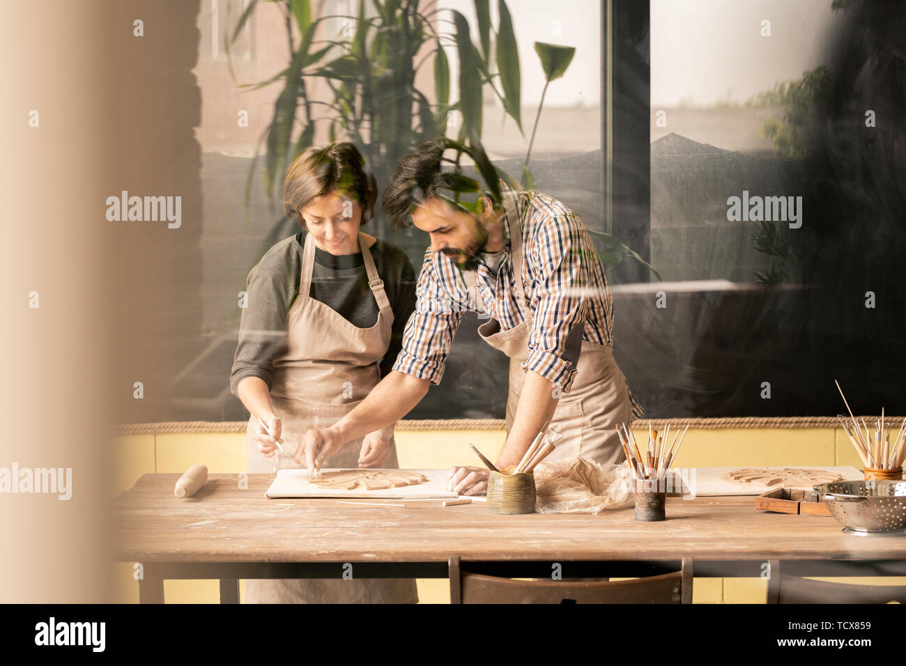 Artisans in workshop Stock Photo