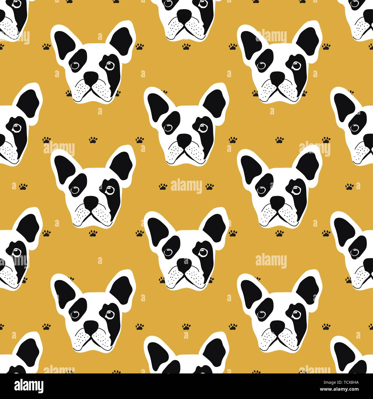 french bulldog seamless pattern Stock Vector