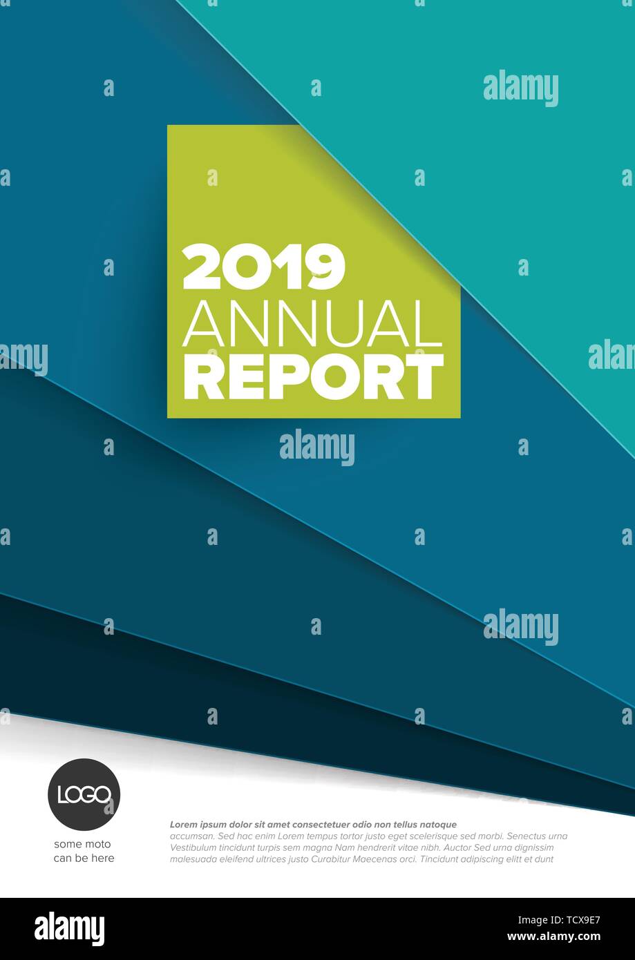 Vector abstract annual report cover template with sample text and abstract papers background Stock Vector