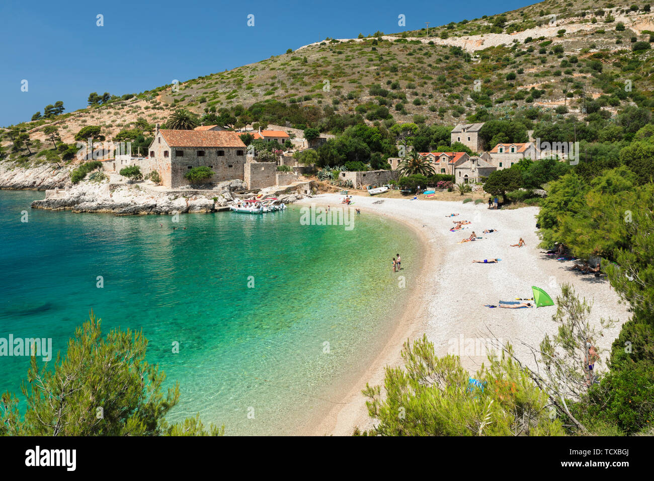 Dubovica bay and beach, Hvar Island, Dalmatia, Croatia, Europe Stock Photo