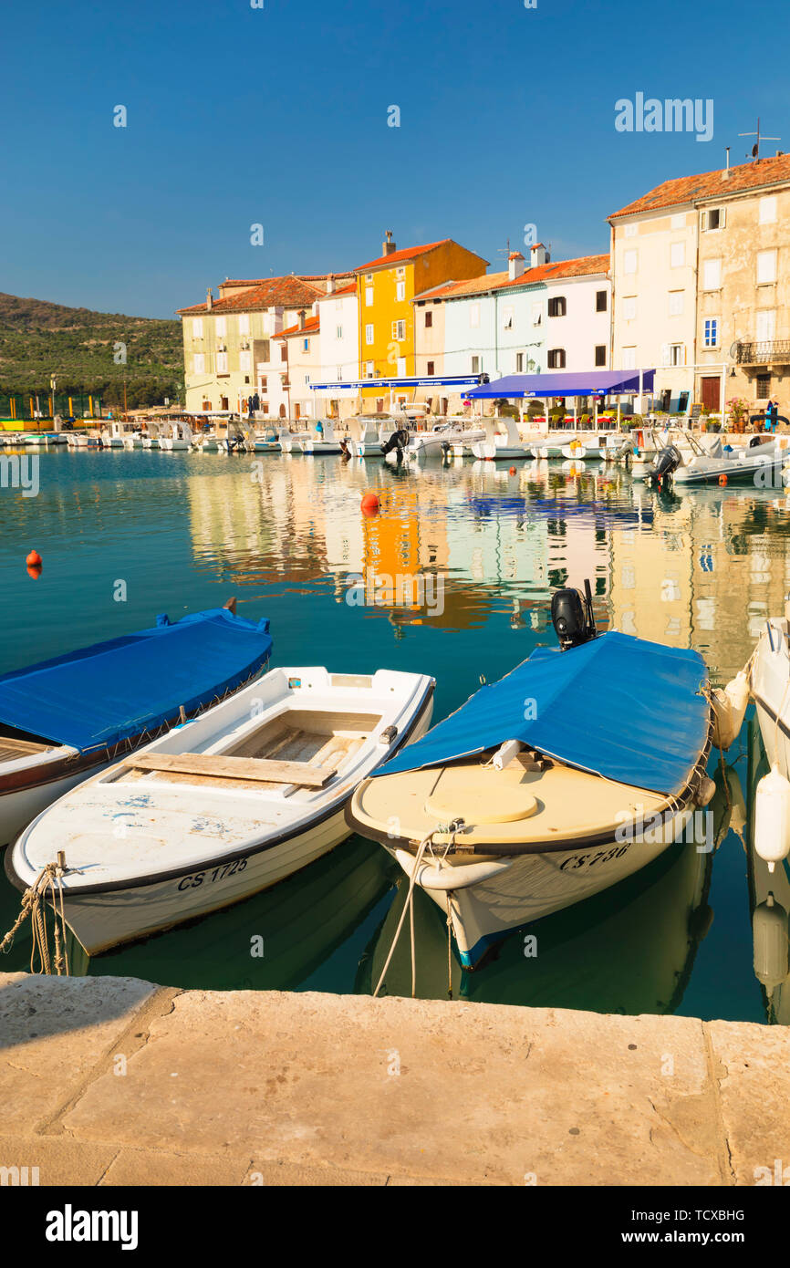 Fishing boats at the harbour, Cres Town, Cres Island, Kvarner Gulf, Croatia, Europe Stock Photo