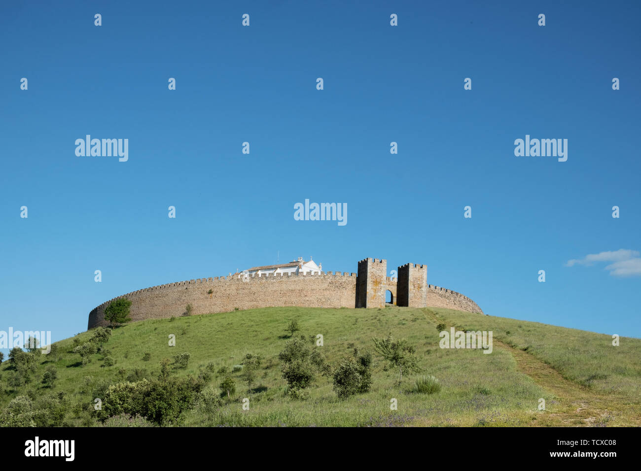 The round castle at Arraiolos, Alentejo, Portugal, Europe Stock Photo