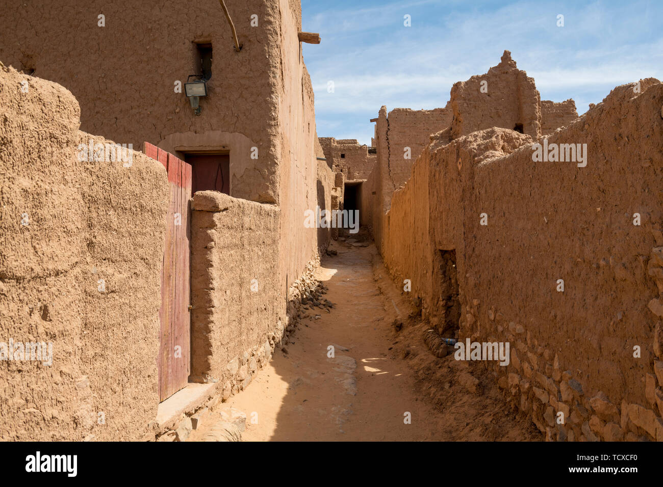 Old kasbah, old town, Oasis of Taghit, western Algeria, North Africa, Africa Stock Photo