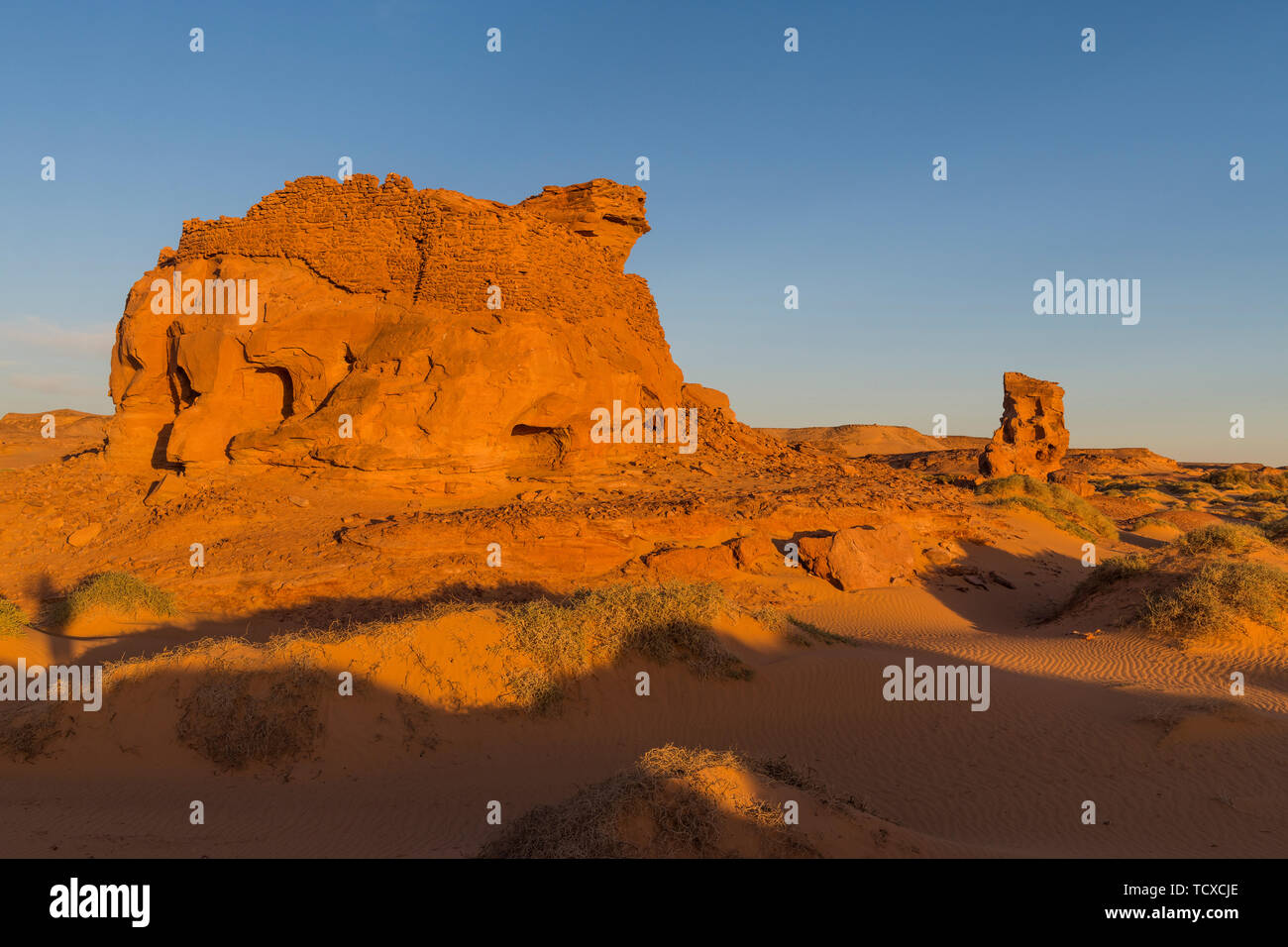 Sunset in the Sahara Desert near Timimoun, western Algeria, North Africa, Africa Stock Photo