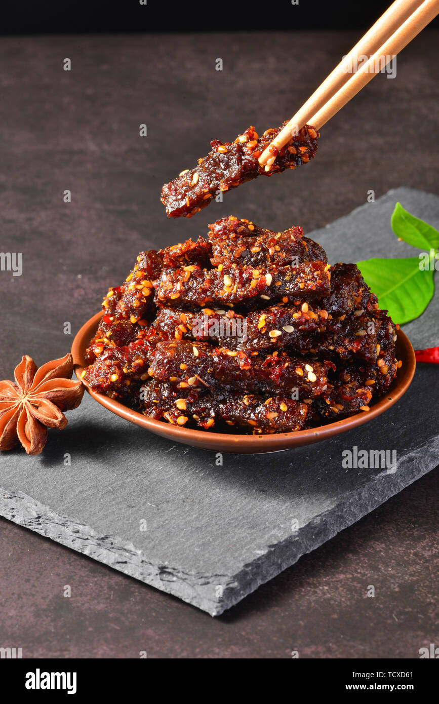Spicy beef strips Stock Photo - Alamy
