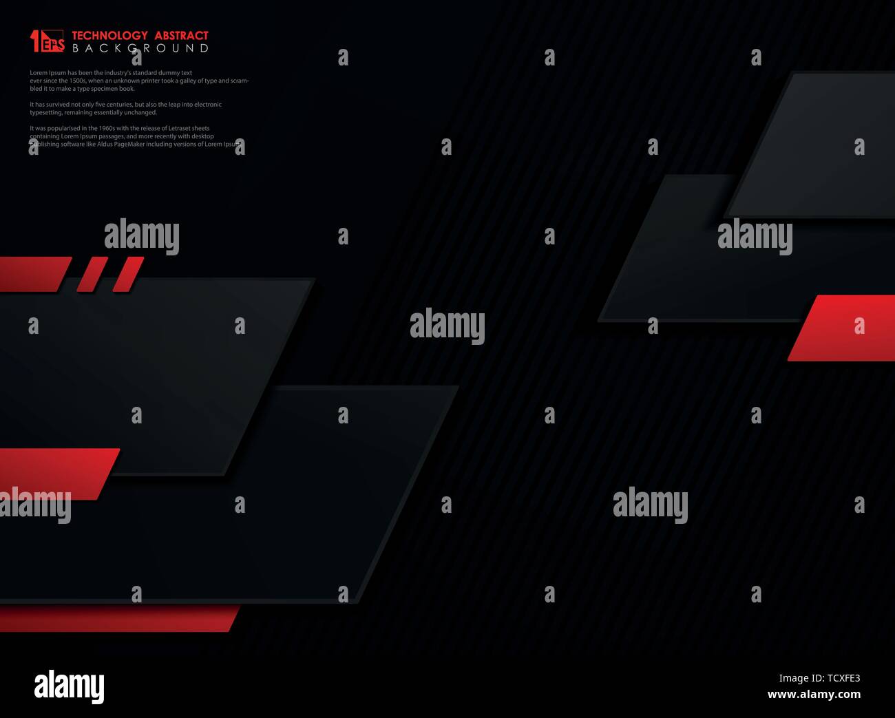 Abstract Vector Technology Gradient Red Black Geometric Template