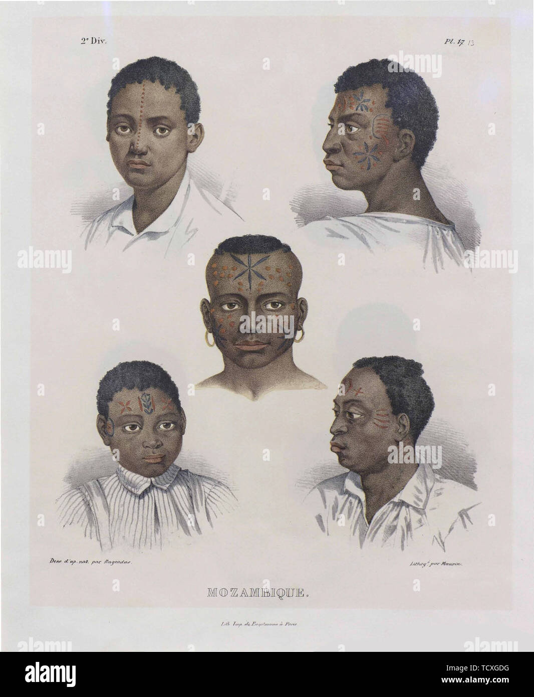 Mozambicans. From 'Malerische Reise in Brasilien', 1830-1835. Creator: Rugendas, Johann Moritz (1802-1858). Stock Photo