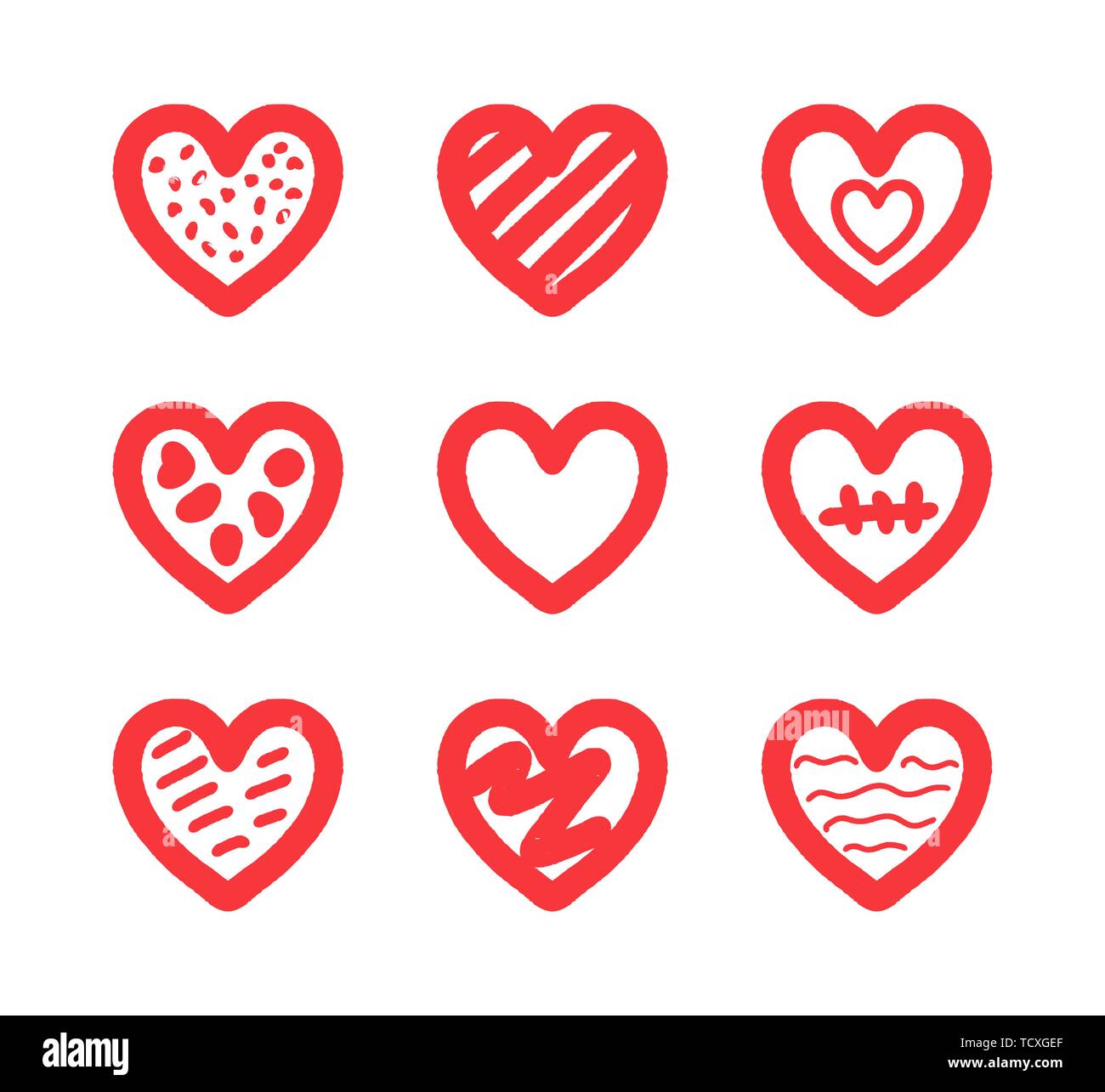 Hand drawn doodle hearts collection Stock Vector Image & Art - Alamy