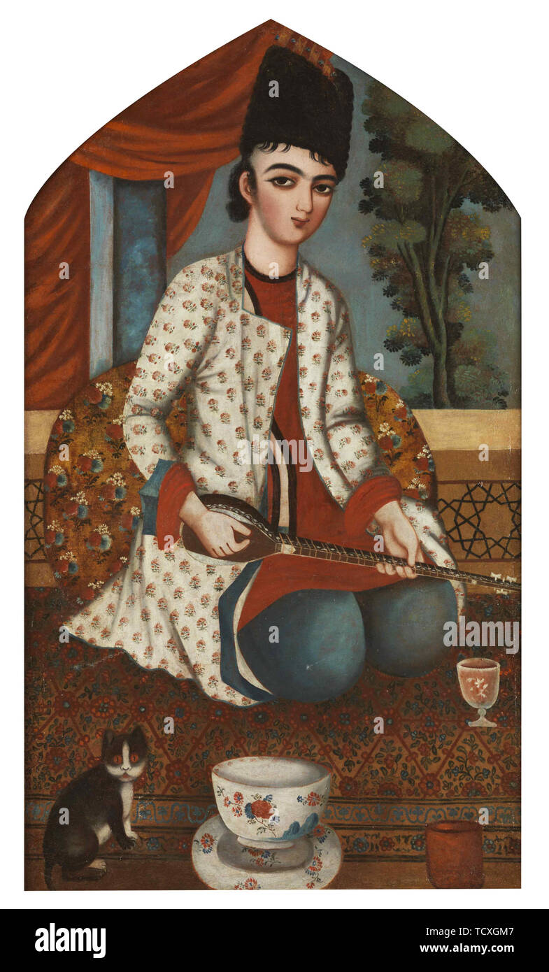Sitar player, c. 1830-1840. Creator: Anonymous. Stock Photo