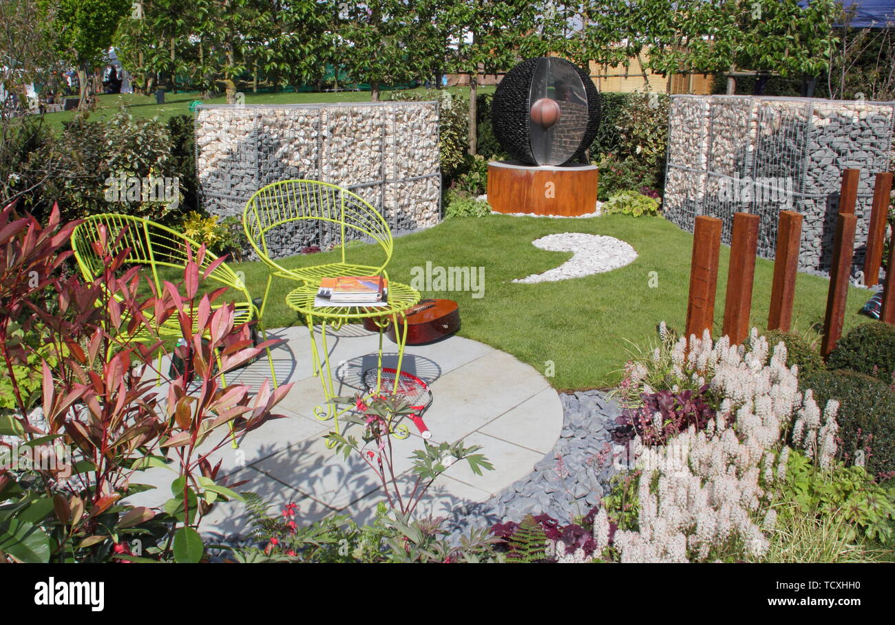 The Mental Health Garden, designed by Jo Manfredi-Hamer Garden Design at Harrogate Spring Flower Show 2019 - awarded Gold Stock Photo