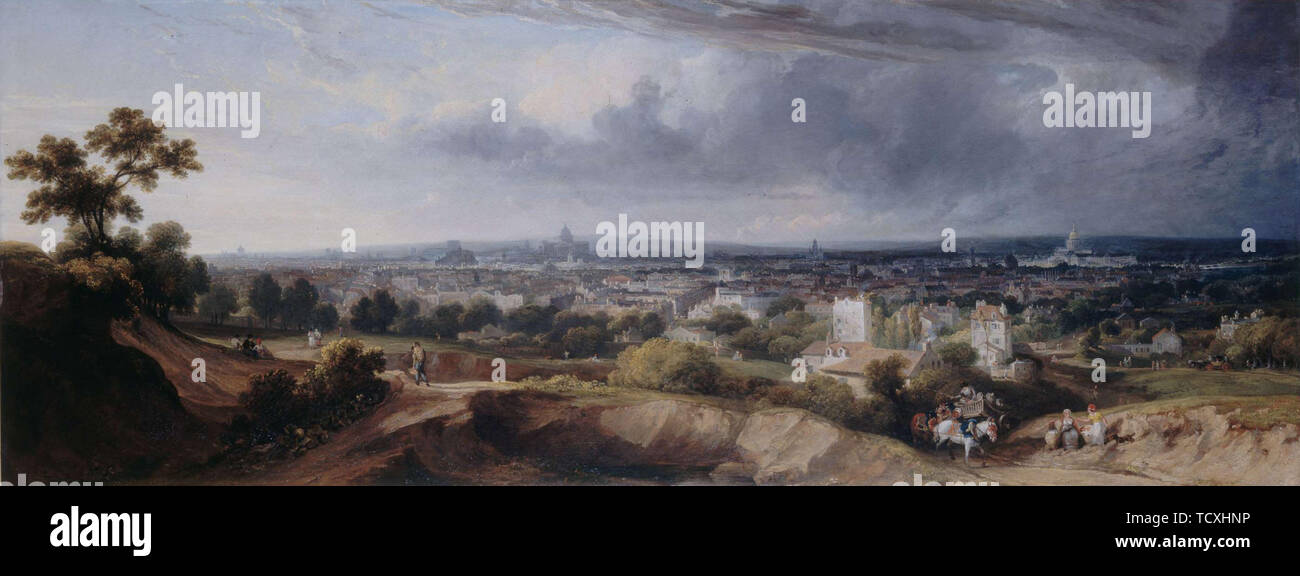 Paris, seen from the heights of Montmartre, 1822. Creator: Arnald, George (1763-1841). Stock Photo