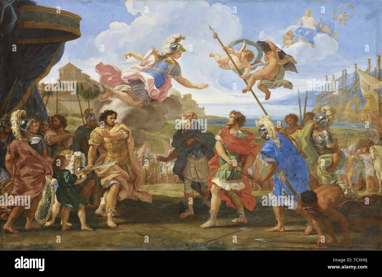 The quarrel between Agamemnon and Achilles, ca. 1695. Creator: Gaulli (Il Baciccio), Giovanni Battista (1639-1709). Stock Photo