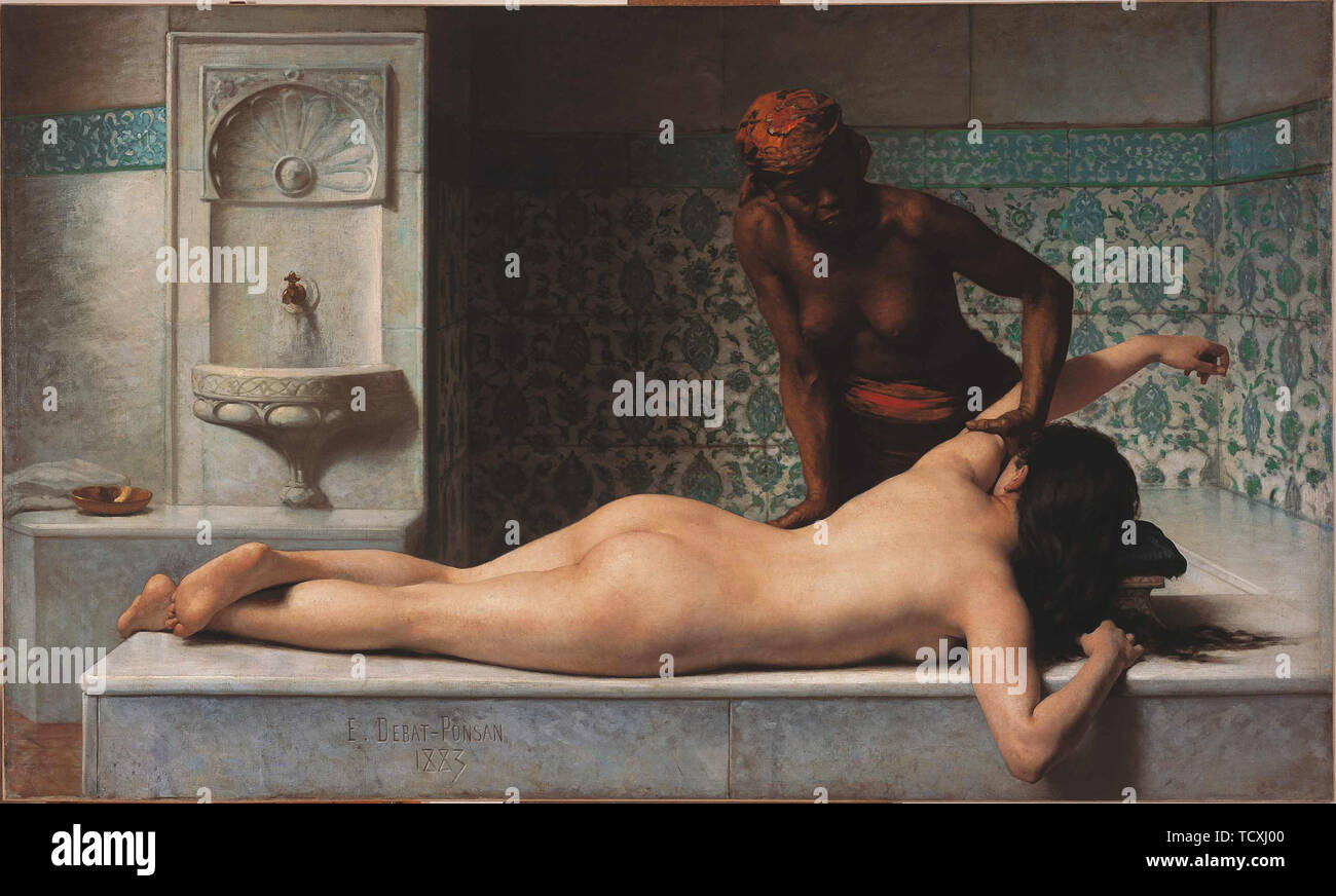 Massage, hammam scene, 1883. Creator: Debat-Ponsan, Édouard (1847-1913). Stock Photo