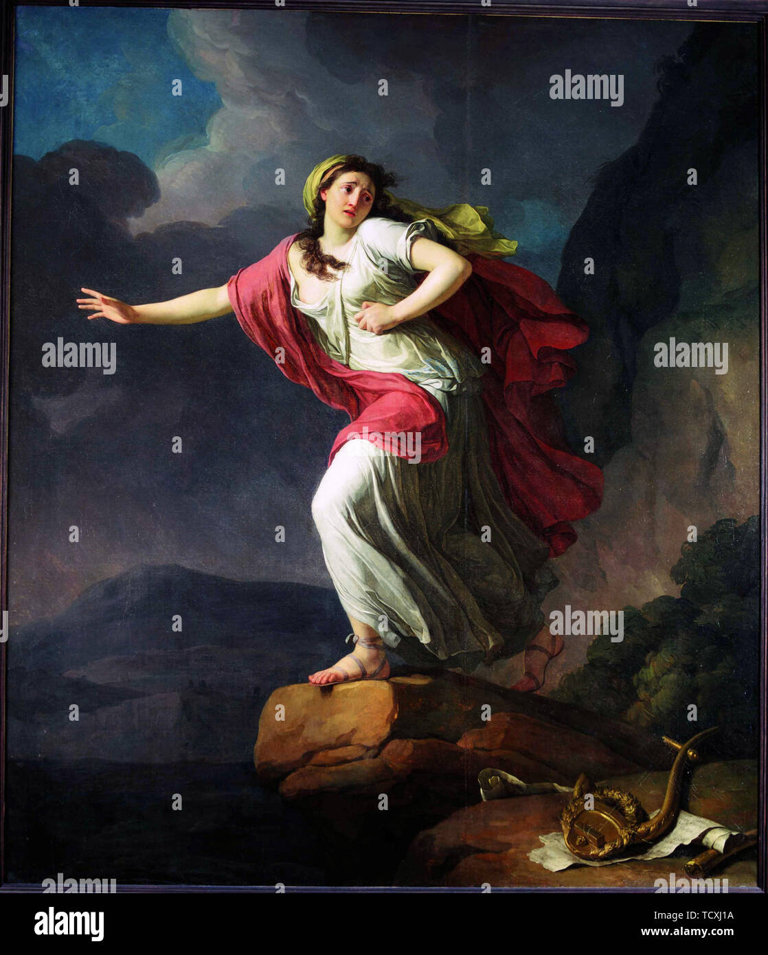 Sappho throwing herself into the sea, 1791. Creator: Taillasson, Jean-Joseph (1745-1809). Stock Photo