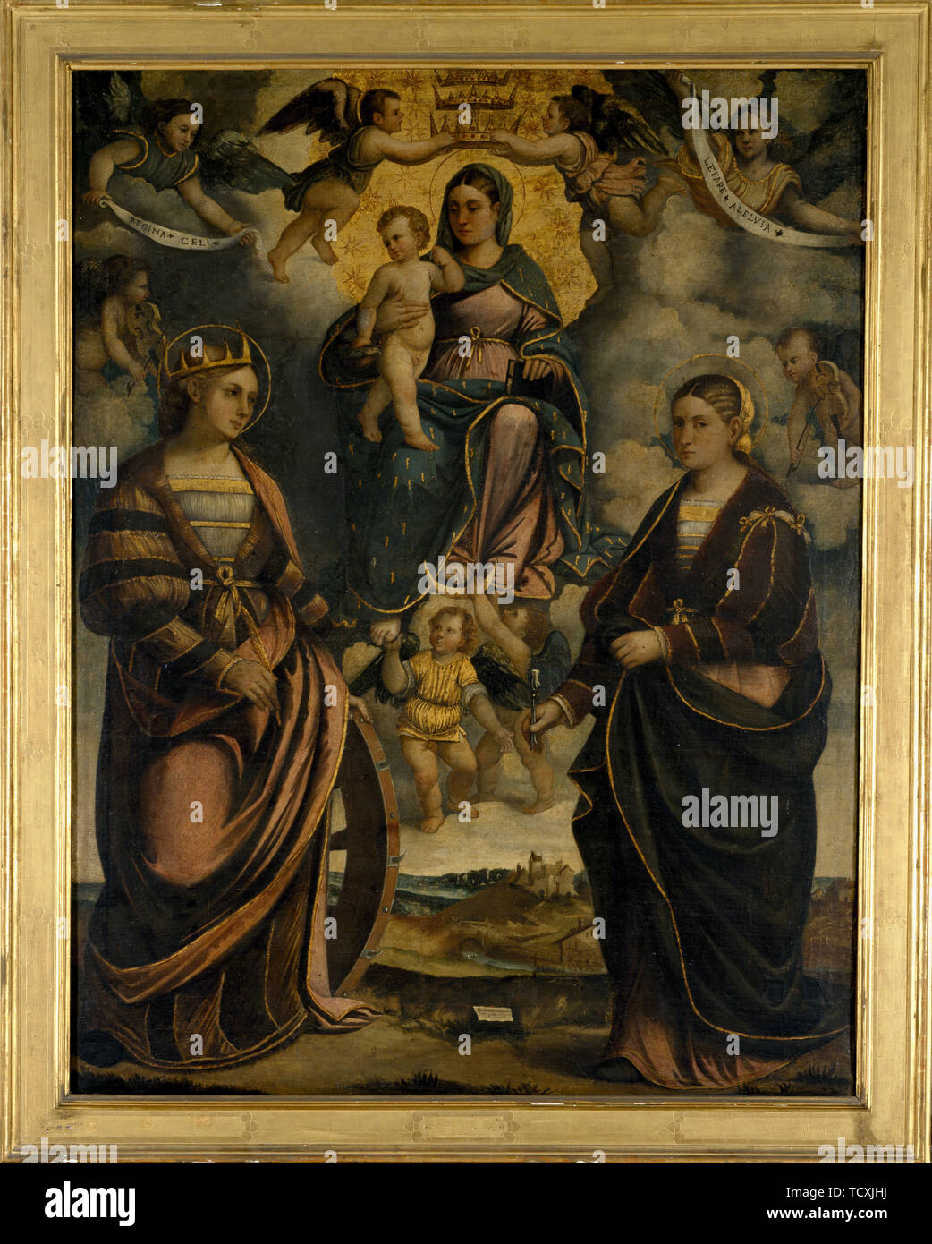 Madonna and Child between the saints Catherine and Apollonia, 1526. Creator: Dal Toso, Girolamo (1480-1548). Stock Photo