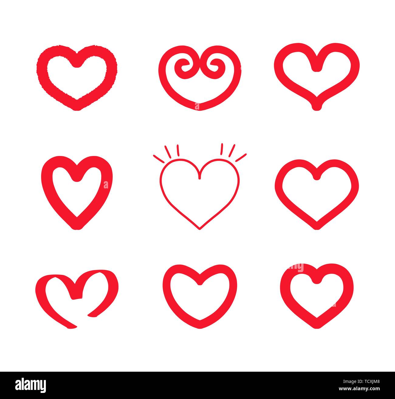 Hand drawn doodle hearts collection Stock Vector Image & Art - Alamy