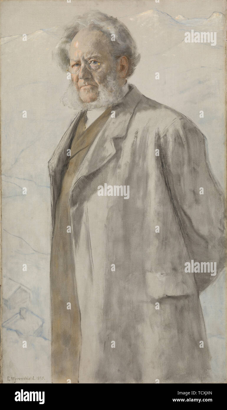 Portrait of Henrik Ibsen (1828-1906), 1895. Creator: Werenskiold, Erik Theodor (1855-1938). Stock Photo