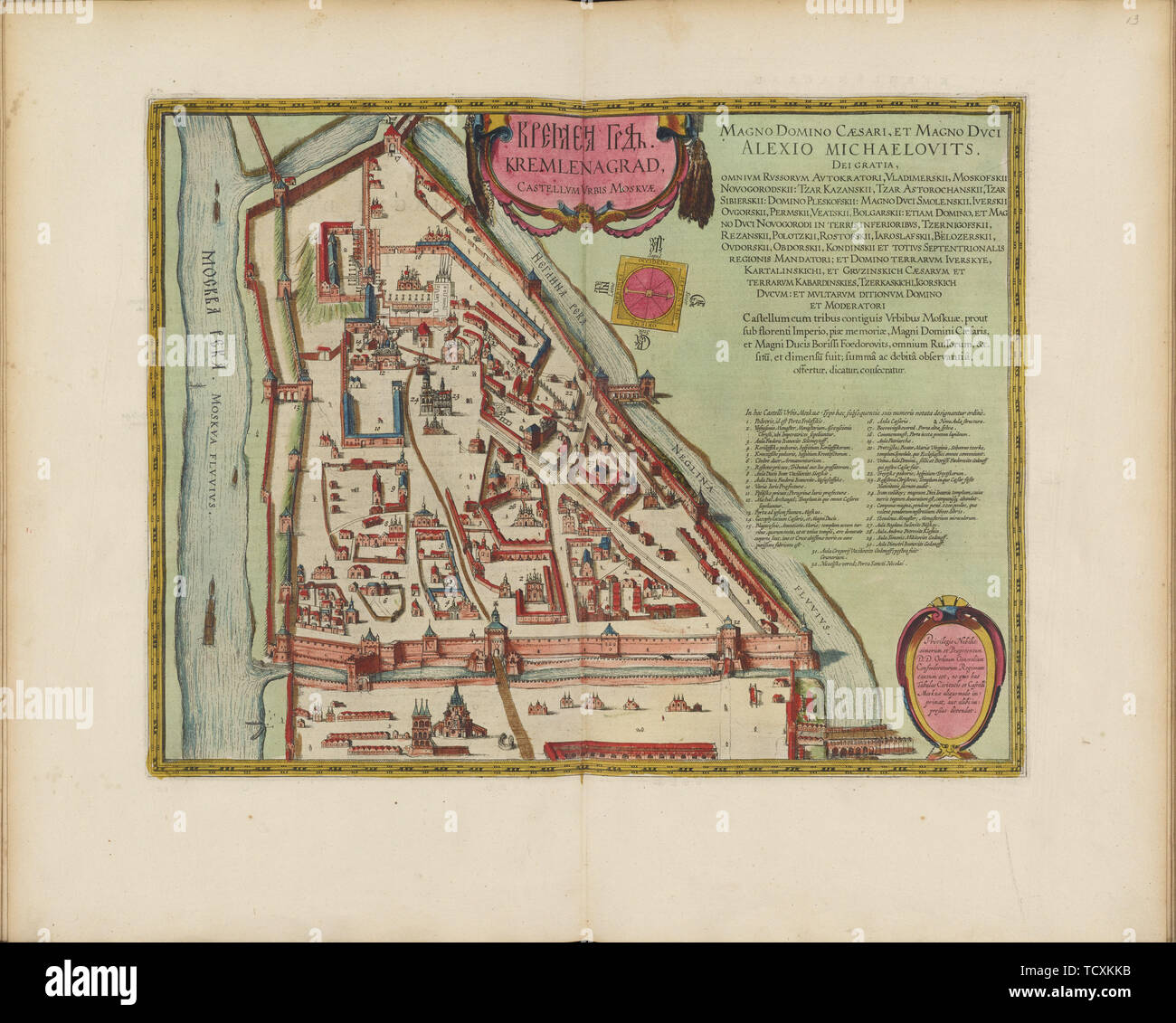 The Moscow Kremlin Map of the 16th century (Castellum Urbis Moskvae), ca. 1600. Creator: Blaeu, Joan (1596-1673). Stock Photo