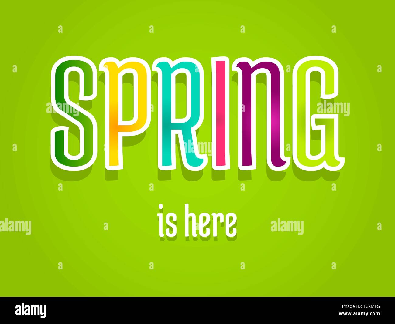 Word Spring Colorful Spring is here. Colorful word banner illustration Stock Vector Image ...