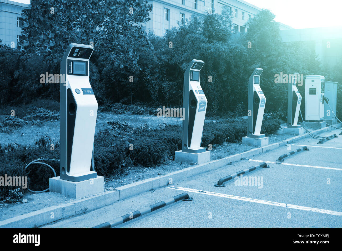 Electric vehicle charging piles and special Stock Photo - Alamy