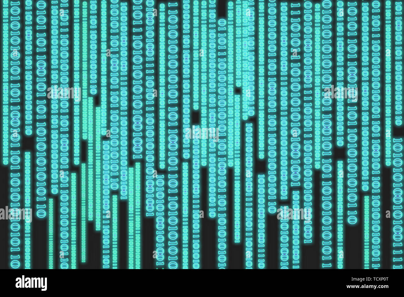 A screen consisting of binary data flow graphics. Stock Photo