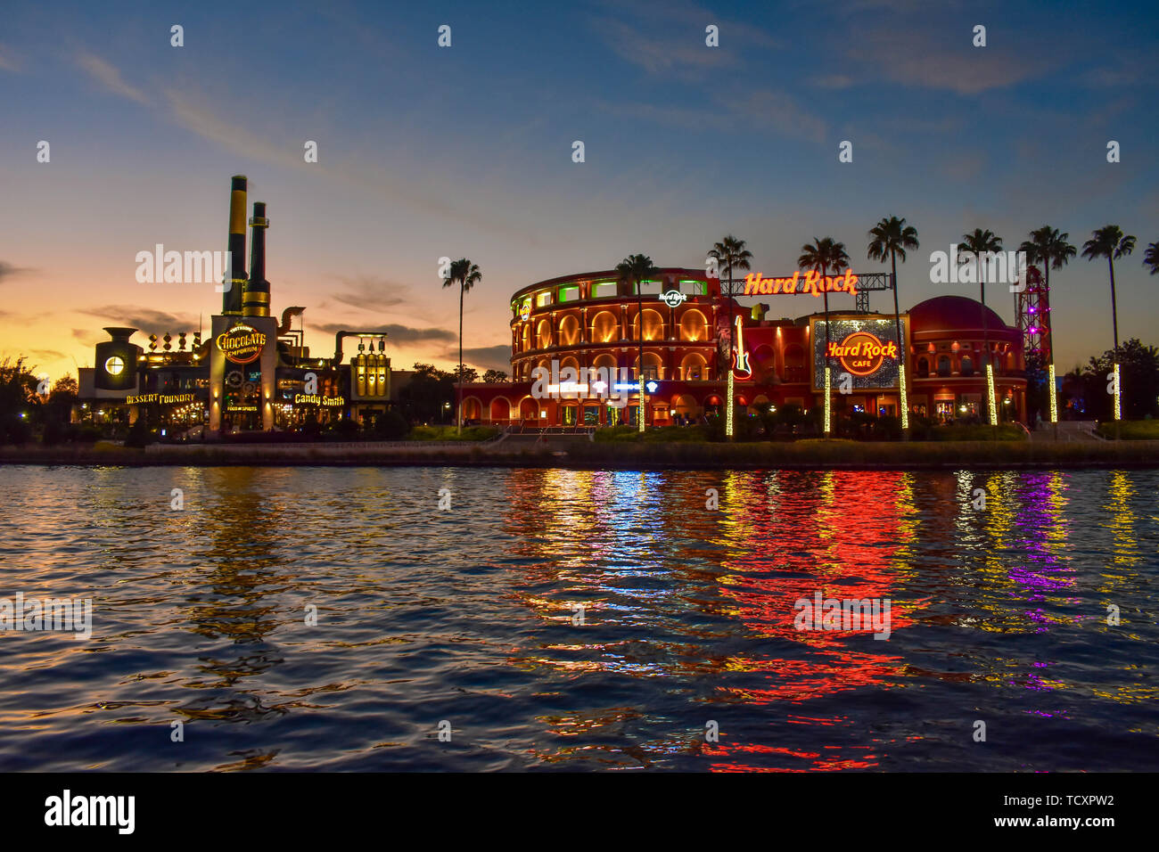Orlando, Florida. February 05, 2019. Chocolate Emporium Restaurant and Hard Rock Cafe on