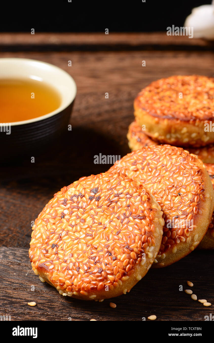 Traditional handmade sesame cakes Stock Photo Alamy