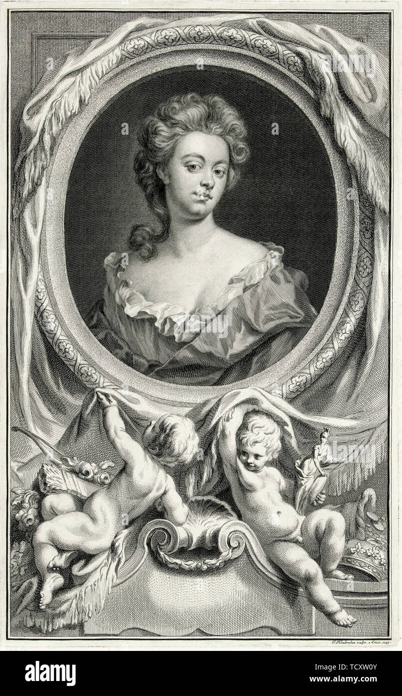 Jacobus Houbraken, Sarah Churchill, Duchess of Marlborough, 1660-1744, portrait engraving, 1745 Stock Photo