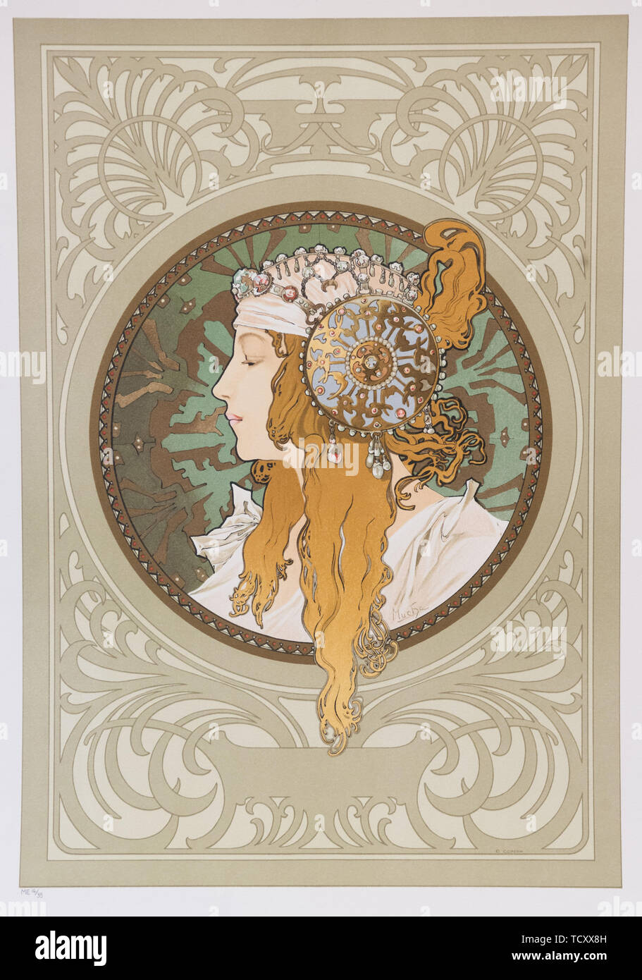 Byzantine Heads: Blonde, 1897. Creator: Mucha, Alfons Marie (1860-1939). Stock Photo