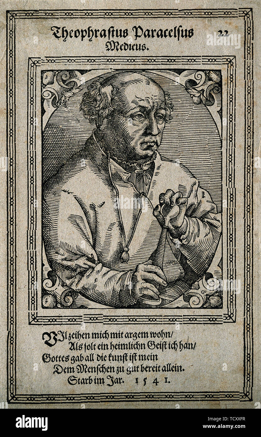 Philippus Theophrastus Aureolus Bombastus von Hohenheim (Paracelsus), 1587. Creator: Stimmer, Tobias (1539-1584). Stock Photo