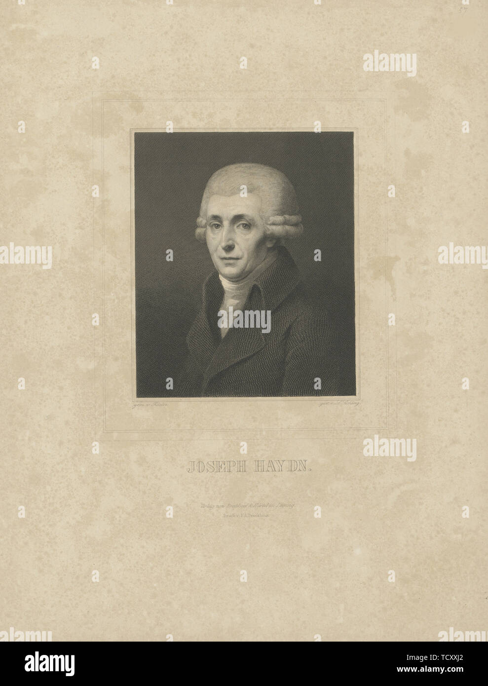 Portrait of the composer Joseph Haydn (1732-1809), c. 1827. Creator: Breitkopf & Härtel. Stock Photo