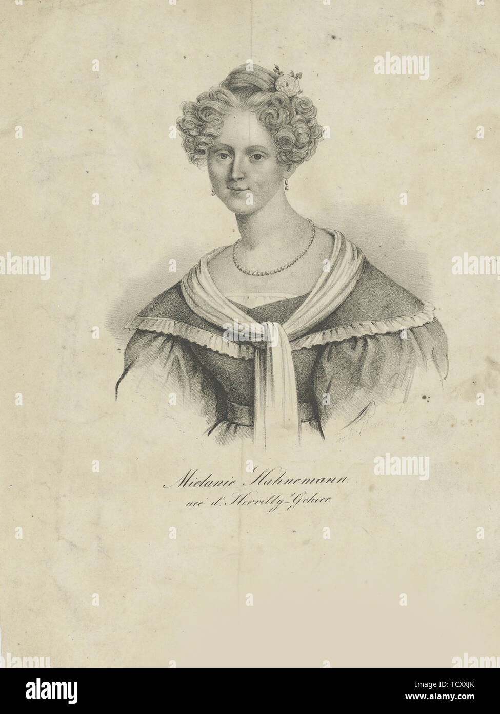 Portrait of Mélanie d?Hervilly Gohier Hahnemann (1800-1878), 1830-1835. Creator: Anonymous. Stock Photo